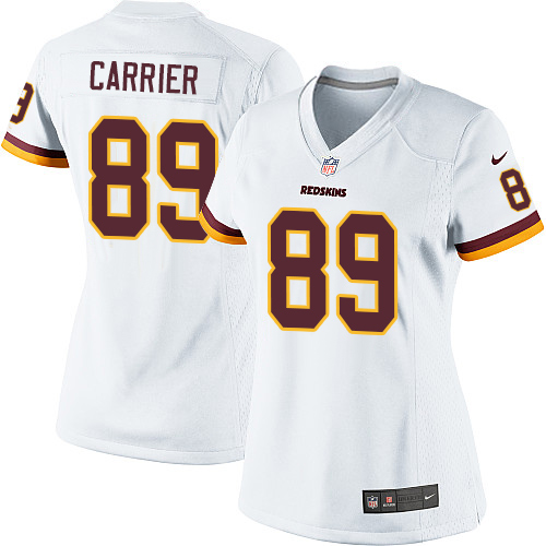 Women's Elite Derek Carrier Nike Jersey White Road - #89 NFL Washington Redskins